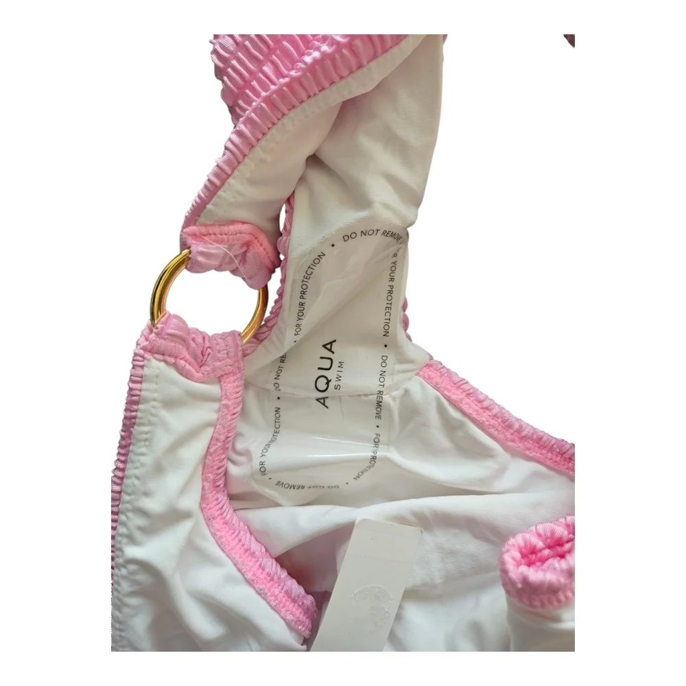 Aqua Pink Bikini Bottom with Gold Accents, Medium - Picture 5 of 7